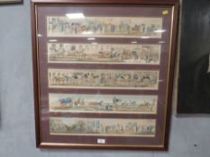 A framed and glazed set of five coaching scenes (1)