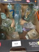 A small tray of assorted glassware to include antique style examples