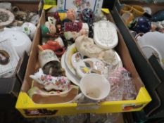 Three trays of assorted china and ceramics including Aynsley, Worcester etc