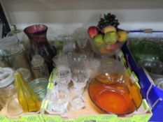 Three trays of assorted glass ware