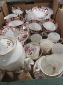 A tray of vintage tea ware to include Crown Derby A/F