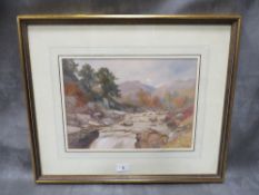 A framed and glazed rocky river landscape signed G Trendry? lower right