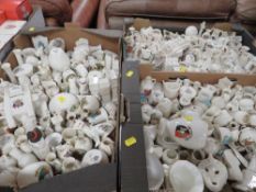 A large collection of assorted crested ware (3 trays)