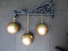 A large pawnbrokers sign with cast iron wall bracket, W 76 cm, H 92 cm