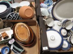 Five trays of assorted ceramics etc to include Aynsley Forget Me Knot cups and saucers
