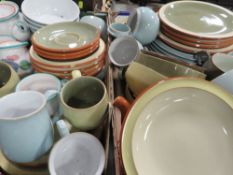 Two trays of Denby tea/dinner ware etc