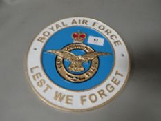**An RAF lest we forget sign**