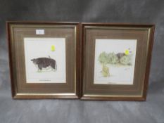 Two novelty framed and glazed 'Farming' prints 'CONSIDERABULL' and 'UNBEATABULL'