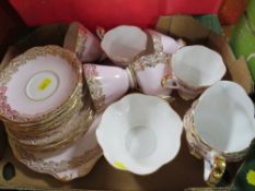 A vintage gilded part tea set