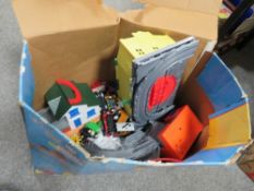 A box of Thomas The Tank Engine Die cast vehicles playset, Sodor warehouse toys (unchecked)