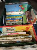 Three trays of ephemera to include vintage annual, Wolverhampton wanderers collectables selection of