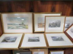 A selection of framed and glazed ;landscape paintings, engravings, pictures and prints, to include a
