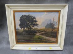 G. Simpson oil on board landscape with figure