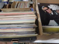 Two trays of LP records and 7 inch singles consisting of Jazz, Classical, Musicals etc