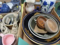 Three trays of assorted ceramics and glass to include jugs and bowls