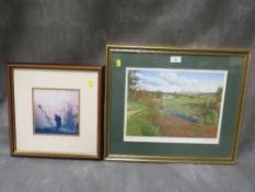 A framed and glazed print 'The Gleneagles Hotel, Queens Course, 18th Hole', by Graham Baxter, signed