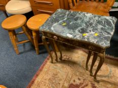 An Italian style nest of tables together with two stools. (3)