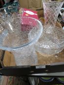 A tray of assorted crystal glassware to include Royal Albert Crystal boxed glasses