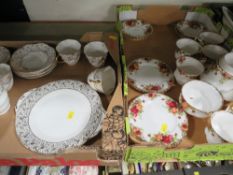 Two trays of ceramics to include a tray of Royal Albert Old Country Roses tea/dinner ware
