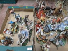 Two trays of Capodimonte style figures A/F