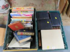 Two trays of assorted antique and vintage books