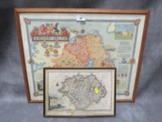 Two framed maps for Northern Ireland and Ulster by Alex Hogg