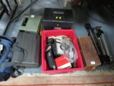 A quantity of vintage cameras and accessories to include a Pentax camera and Canovision video camera