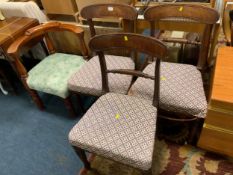 Three antique mahogany dining chairs and a corner chair. (4)