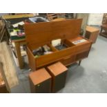 A mid century teak cased Dynatron radiogramme together with accessories, small collection of vinyl