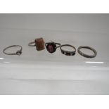 Five antique and vintage silver dress rings