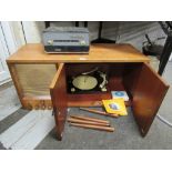 A vintage radiogram / cabinet with Garrard deck etc. and 4 loose Dansette style legs