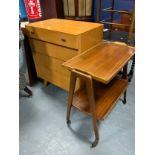 A vintage utility style four drawer chest and a retro trolley. (2)