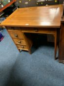 A mahogany single pedestal desk W 90 cm