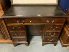 A small mahogany twin pedestal desk. A/F