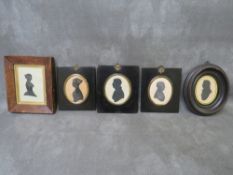 A COLLECTION OF FIVE FRAMED ANTIQUE SILHOUETTES