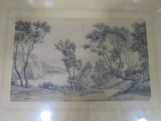 DUNOUY (XVIII-XIX). French school, wooded lake scene, inscribed on reverse no9 Dunouy, unsigned,