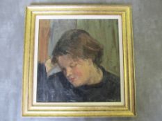 G, HOLLAND. An impressionist head and shoulder portrait study of a young girl, signed and dated 1956