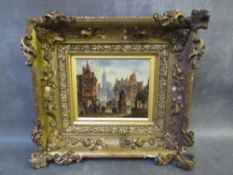 NINETEENTH CENTURY CONTINENTAL SCHOOL, Dutch town scene with figures, unsigned, oil on board,