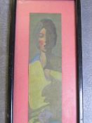 A 20TH CENTURY ART DECO PORTRAIT STUDY OF A YOUNG WOMAN, Kensington label verso, unsigned,
