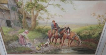 HORACE HAMMOND (XX). West Midland school, rural wooded landscape with thatched cottage, figures,