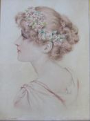 NORMAN PRESSCOTT-DAVIES (1862-1915). A head and shoulder portrait study of a young woman with