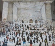 LAURENCE STEPHEN LOWRY (1887-1976). A coloured limited edition print 'The Auction', No. 714 / 850,