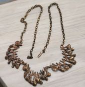 Designer Bronze Collier, Finland,Hannu Ikonen Renntiermoos Form, L-ca. 49 cm, 32,8 gr