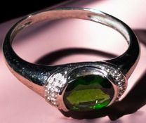 Silberring-925- mit grünen Stein,RG 57, 2,5 gr.