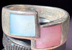 Silberring-925- mit rosa/hellblauen Stein, RG 56, 7,6 gr.