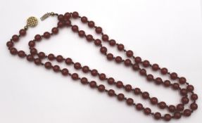 lange Halskette, Karneol, 925er Silber-Schließe, ca. L-98cm