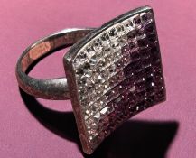 Silberring-925- mit klaren und rosa Steinchen, RG 60, 10,3 gr.