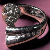 Schmuckring "Ricarda M" mit klaren Steinen, RG 57, 19,7 gr.