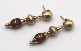 Paar Ohrstecker, 585er GG, teilw. emailliert, ca. 4,6gr., L-3,5cm