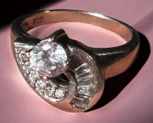 Silberring-925- mit klaren Steinen, RG 60, 6,4 gr.